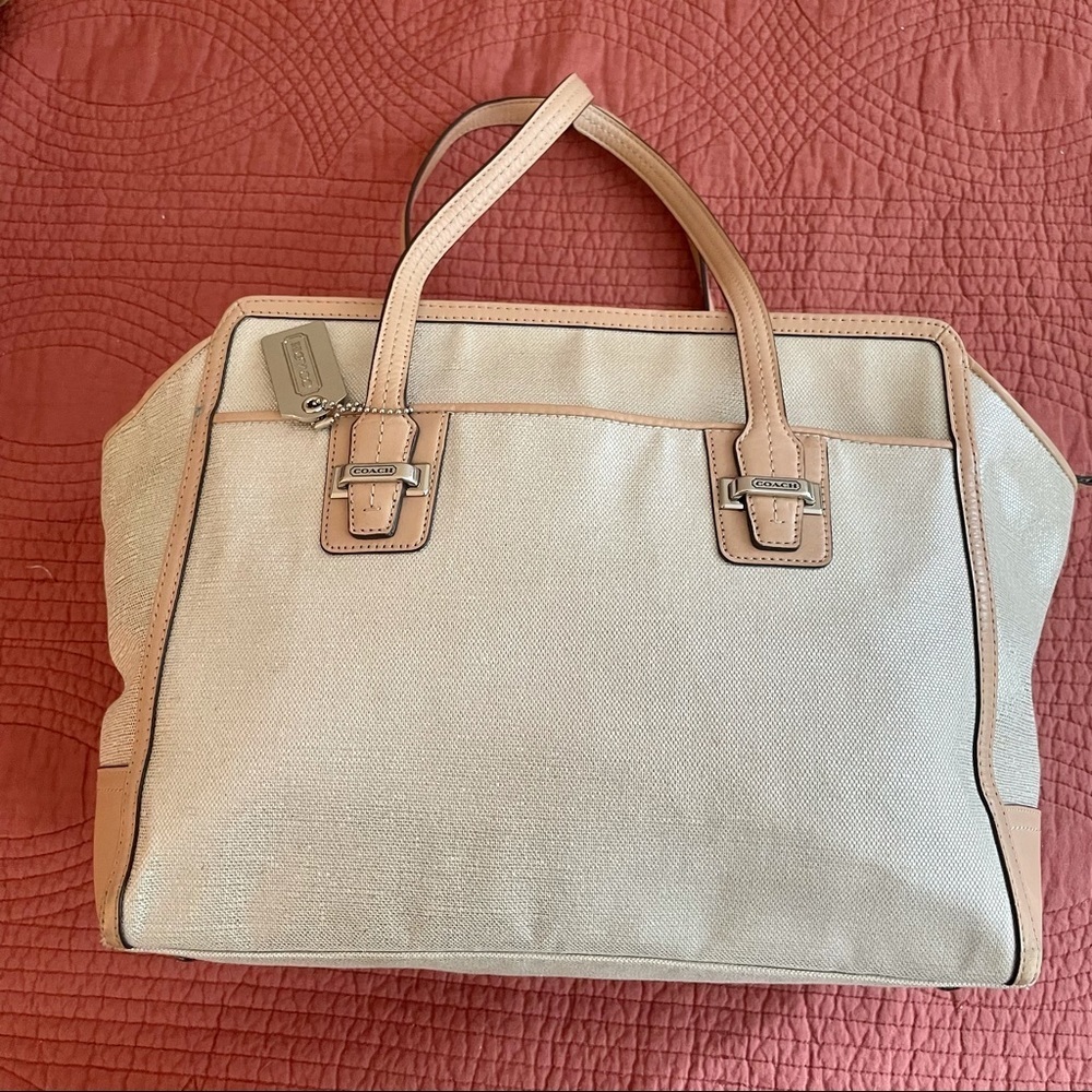 Coach Taylor Foiled Silver Metallic Carryall - Picture 2 of 12
